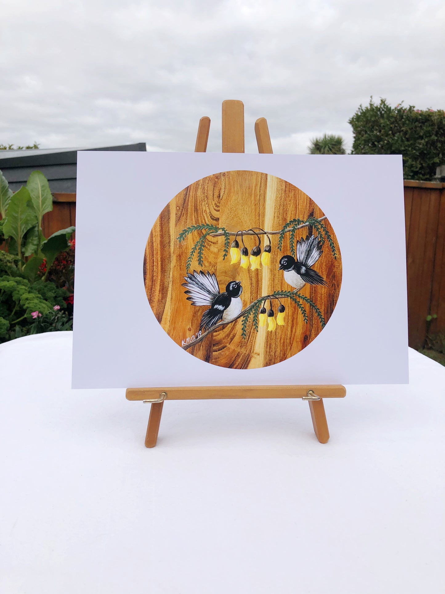 Pīwakawaka and kōwhai - Manu o Aotearoa - Print